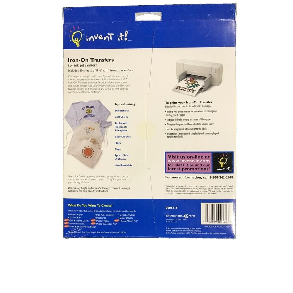 Invent It Iron-On Transfers by International Paper **New in Package**